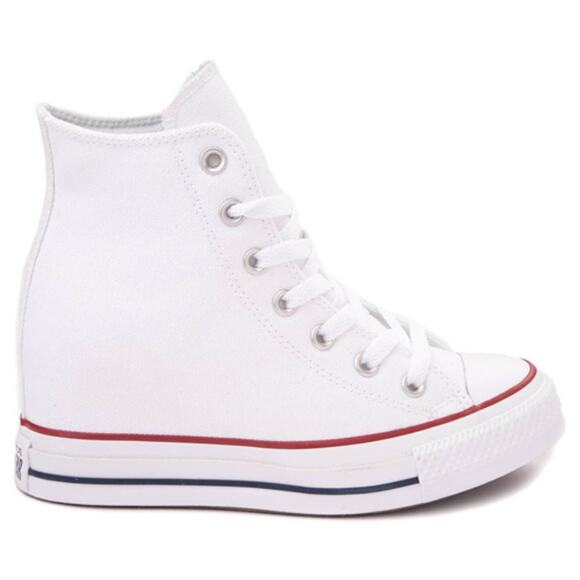 NEW CONVERSE CHUCK TAYLOR ALL STAR WHITE WEDGE PLATFORM HIGH TOPS SNEAKERS 7.5 - Picture 5 of 12